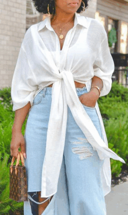 Casual Solid High Opening Turndown Collar Shirt Dress Dresses